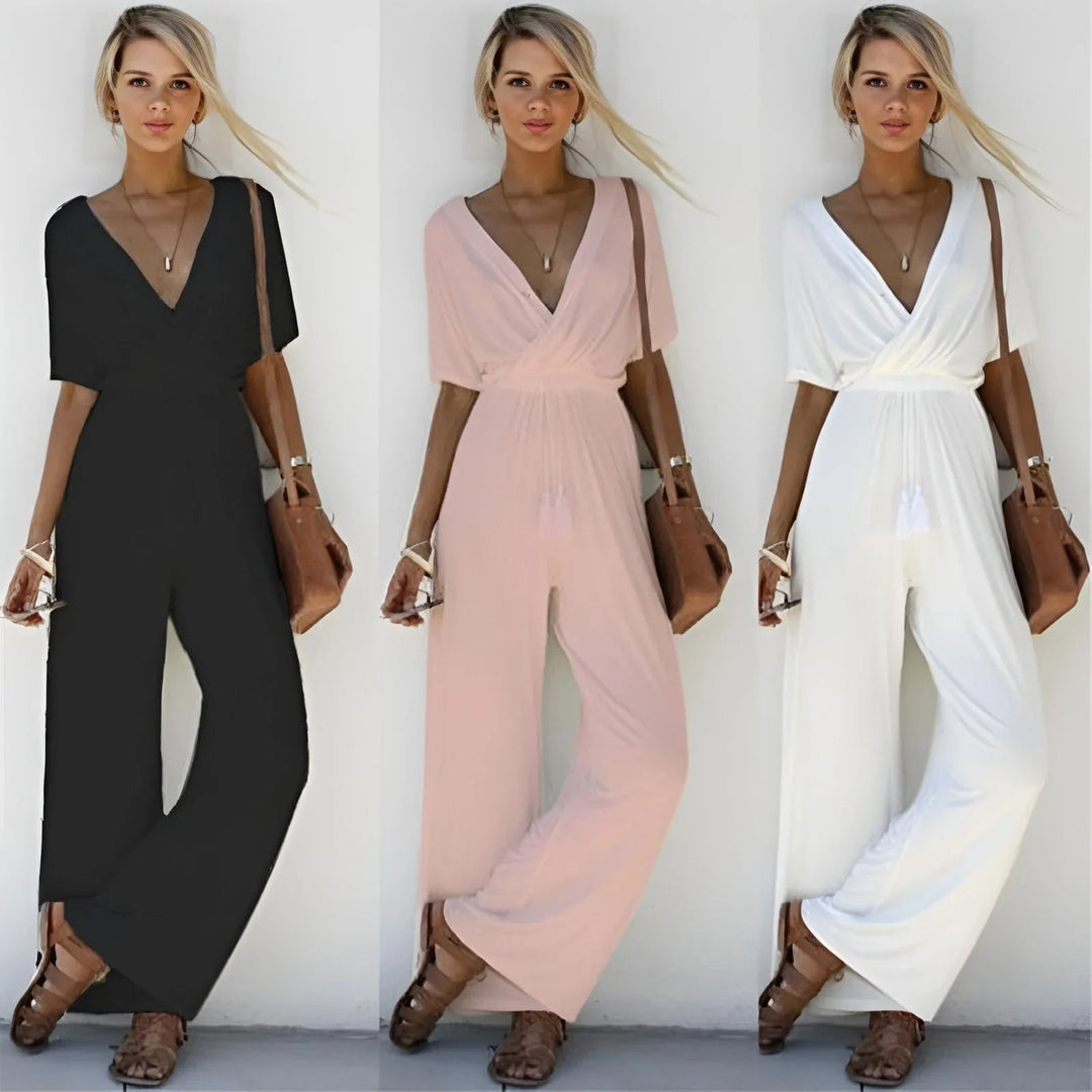 Sabine™ - V-Ausschnitt Drop-Schulter Casual Jumpsuit