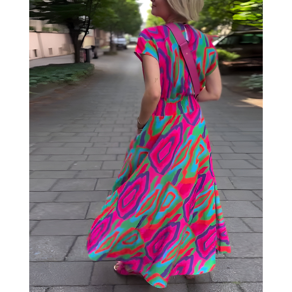 Gertude™ Vibrant Print Langes Kleid