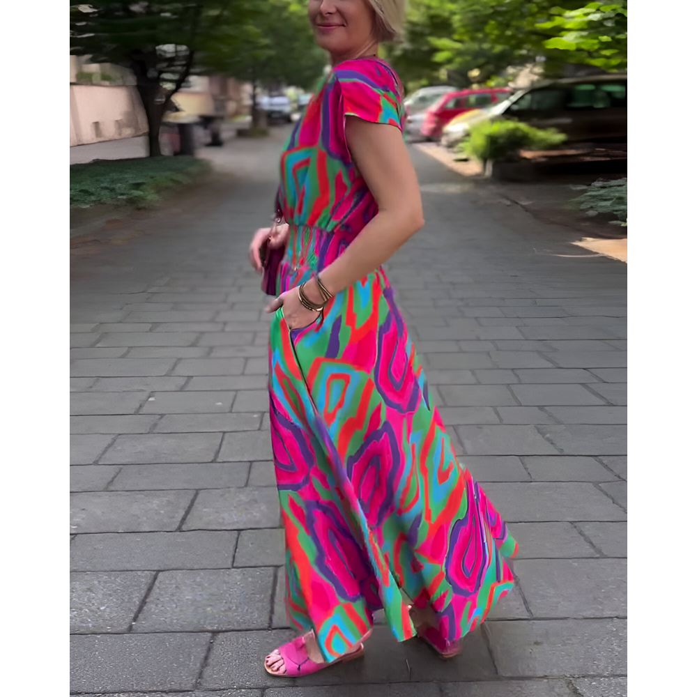 Gertude™ Vibrant Print Langes Kleid