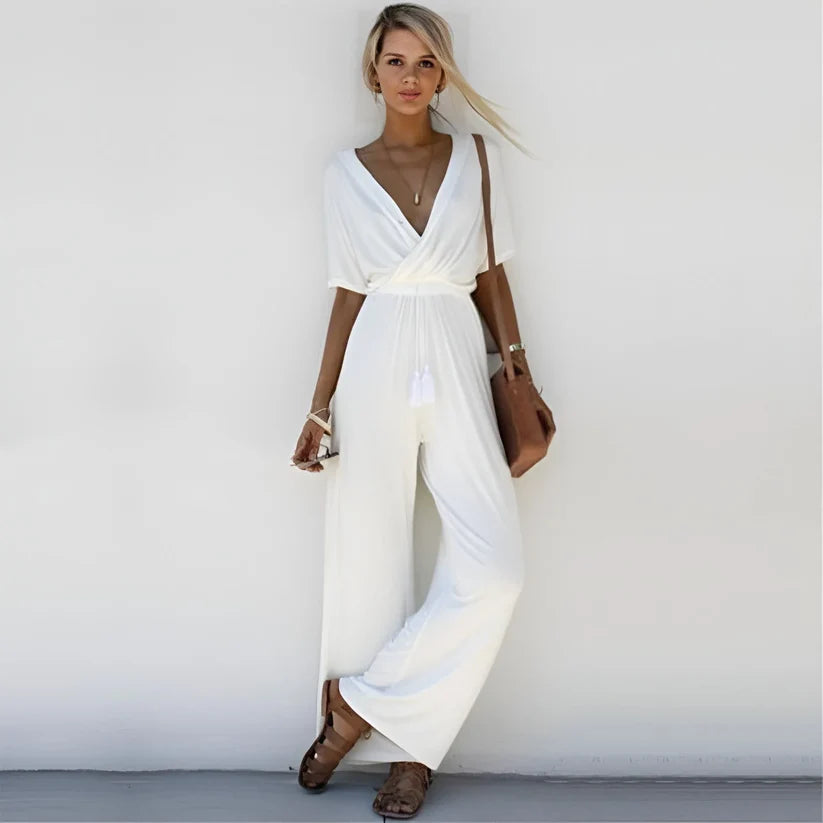 Sabine™ - V-Ausschnitt Drop-Schulter Casual Jumpsuit